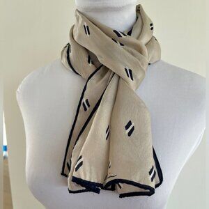 ANNE KLEIN Signed Vintage Silk Oblong Scarf Made in Japan Neutral Business Chic